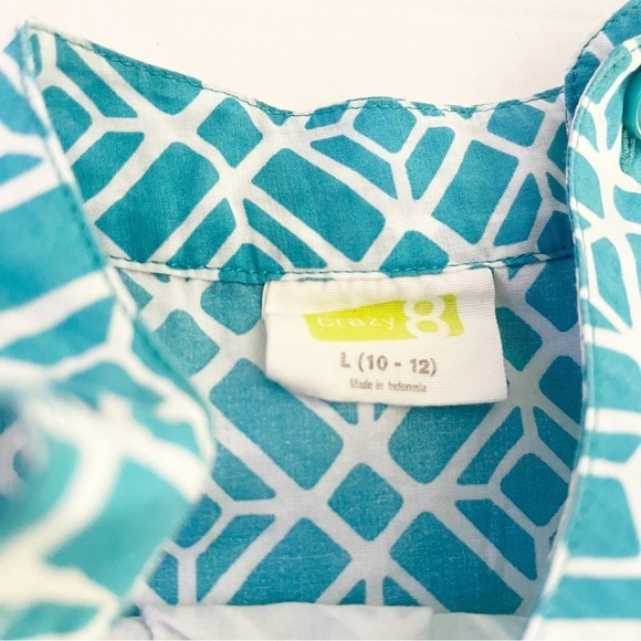 CRAZY 8 Girl’s Teal Geometric Tank Blouse - Large - Picture 3 of 8